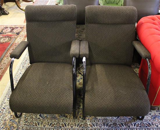 Pair 1920s modernist armchairs, tubular metal